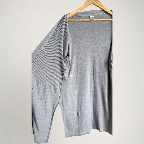 Soft Gray Ribbed Cardigan 1X Easy Throw-On Minimalist Cozy Fit - Picture 3 of 13